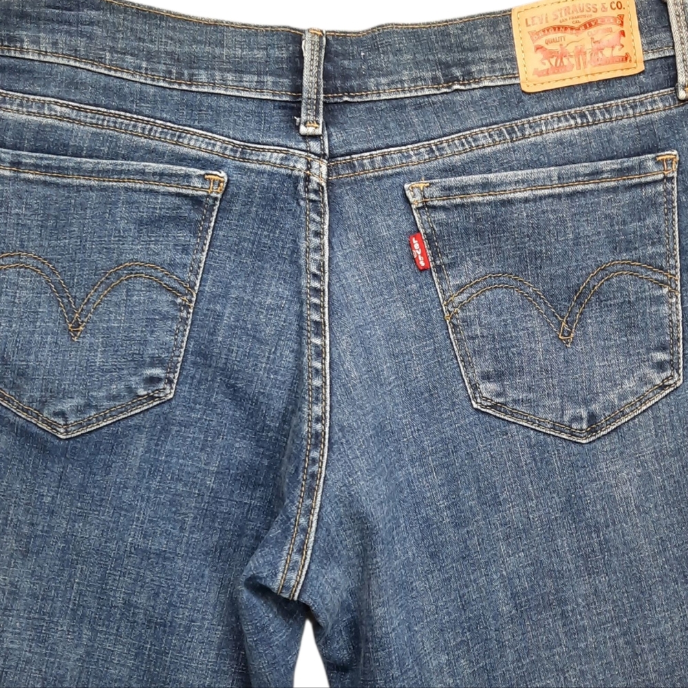 Levi's 505 Straight Leg Mid Rise Blue Jeans SZ 8S - Picture 11 of 13